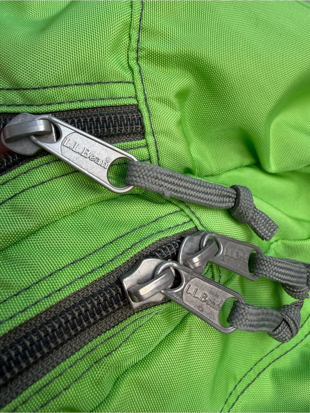 L.L.Bean Backpack Lime Green Reflective School Travel Daypack Tabarini 19”